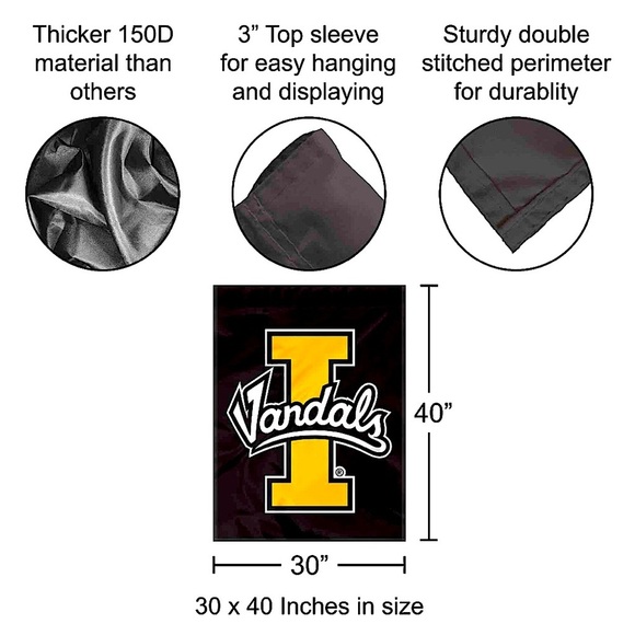 University of Idaho (30x40”) Vandals Logo College House Flag - Picture 5 of 8